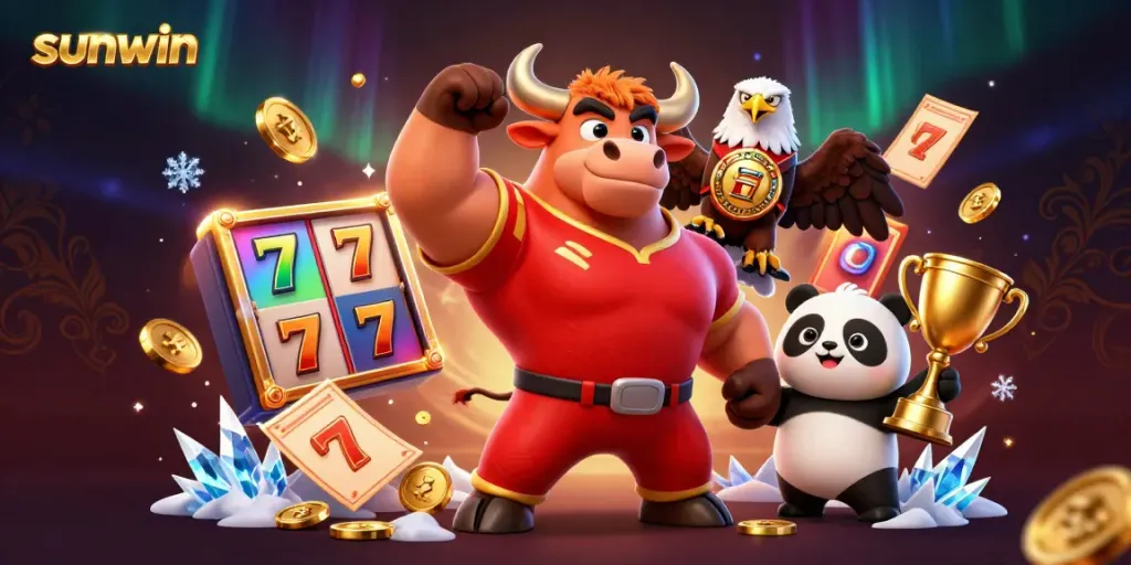 Engage with thrilling sunwin slot games featuring mascots celebrating big wins and dynamic elements.