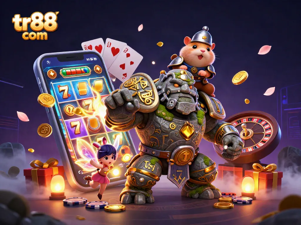 Experience the thrill of slots with tr88 com featuring a golem guardian and magical elements.