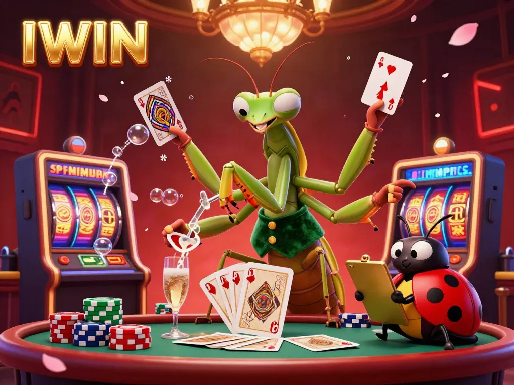IWIN immersive gaming experience featuring colorful chips and vibrant slot elements.