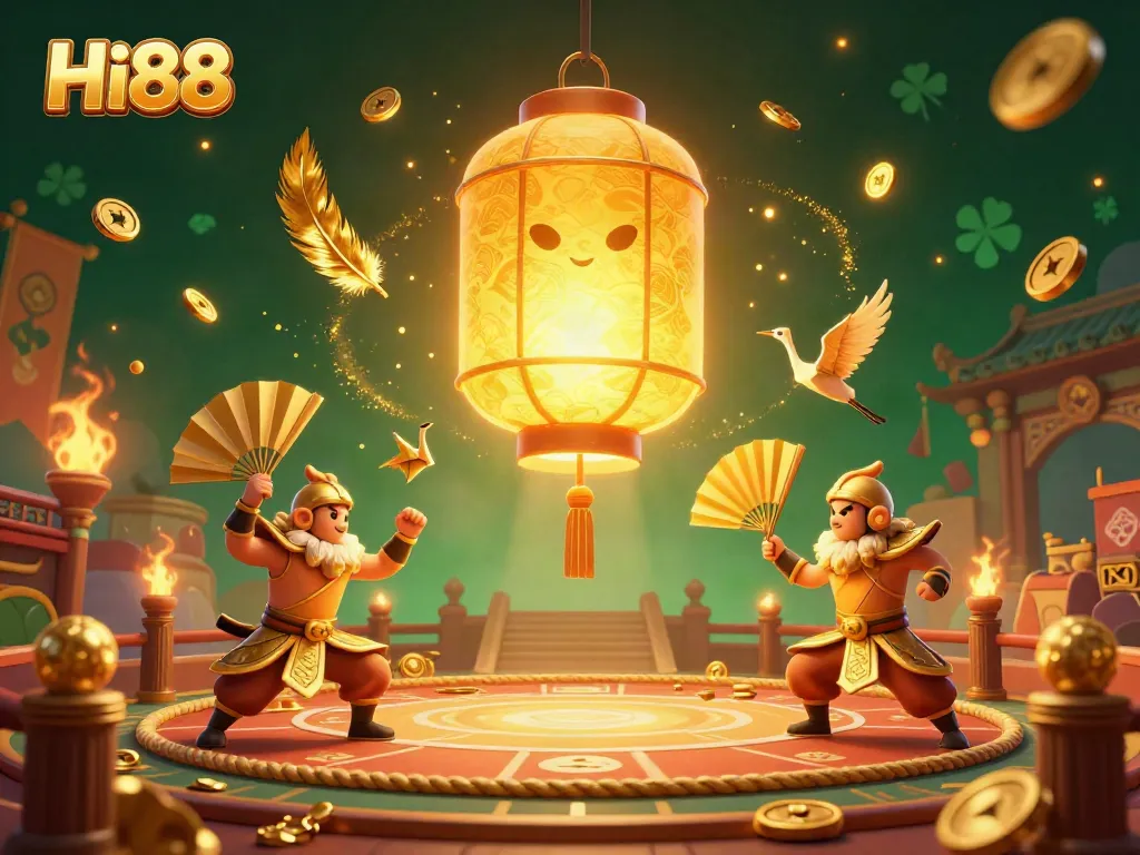 Spin and win at Hi88 with golden casino symbols and vibrant spirit characters.