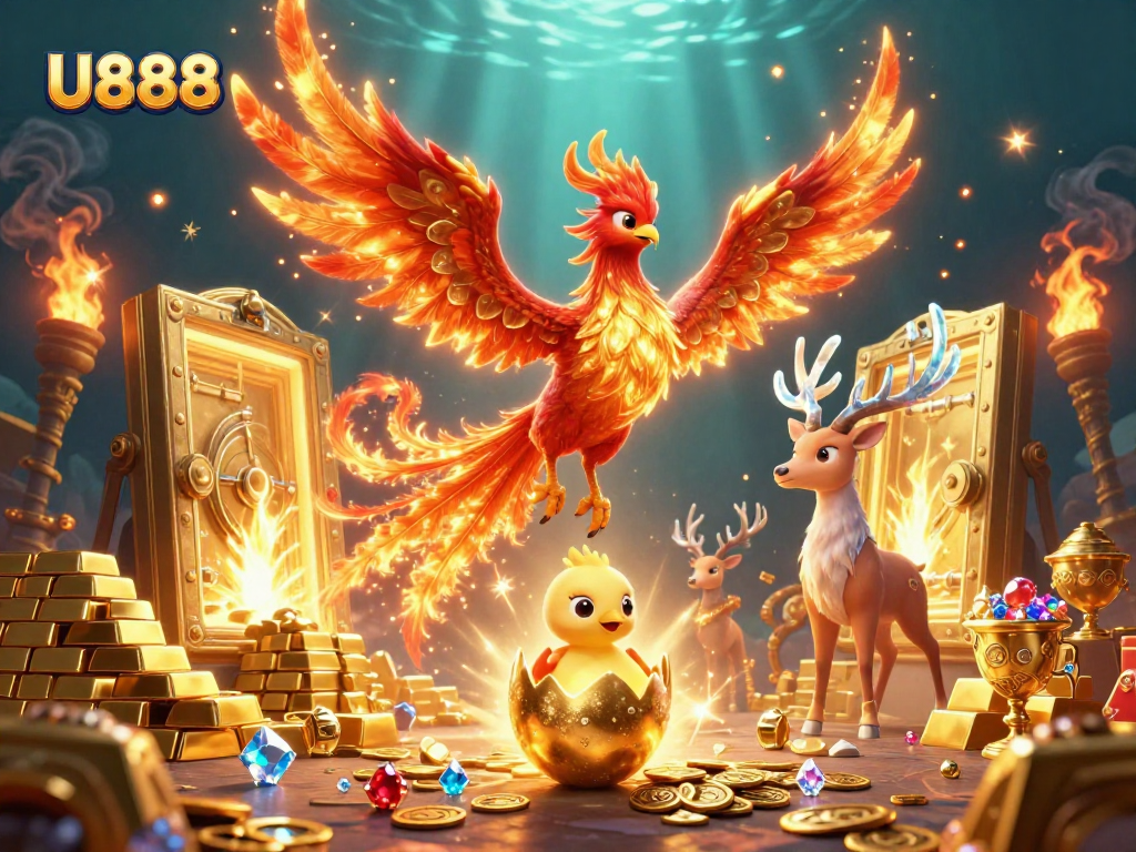 Win with U888 at the stunning online casino where the fire phoenix and treasures await!