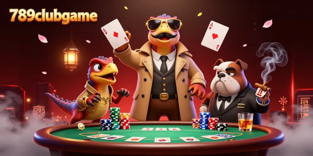 Experience the thrilling 789clubgame ambiance with raptors in disguise at a VIP casino entrance.