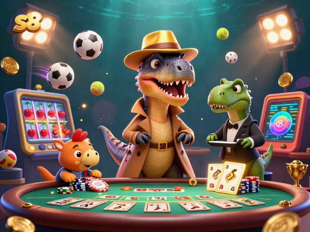 S8 brings thrilling casino experiences featuring animated velociraptor card counters and casino games.