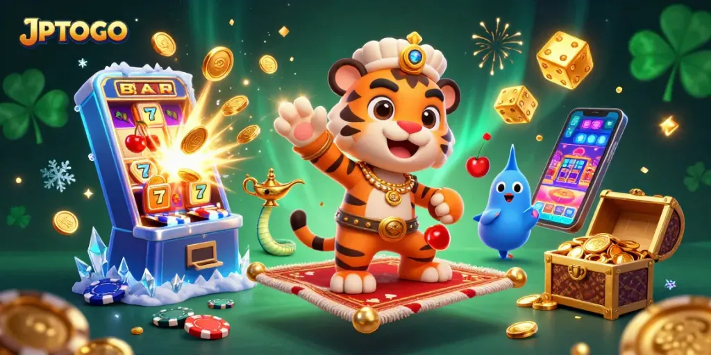 Experience the excitement of JPTOTO with this vibrant 3D casino illustration featuring thrilling gaming elements.