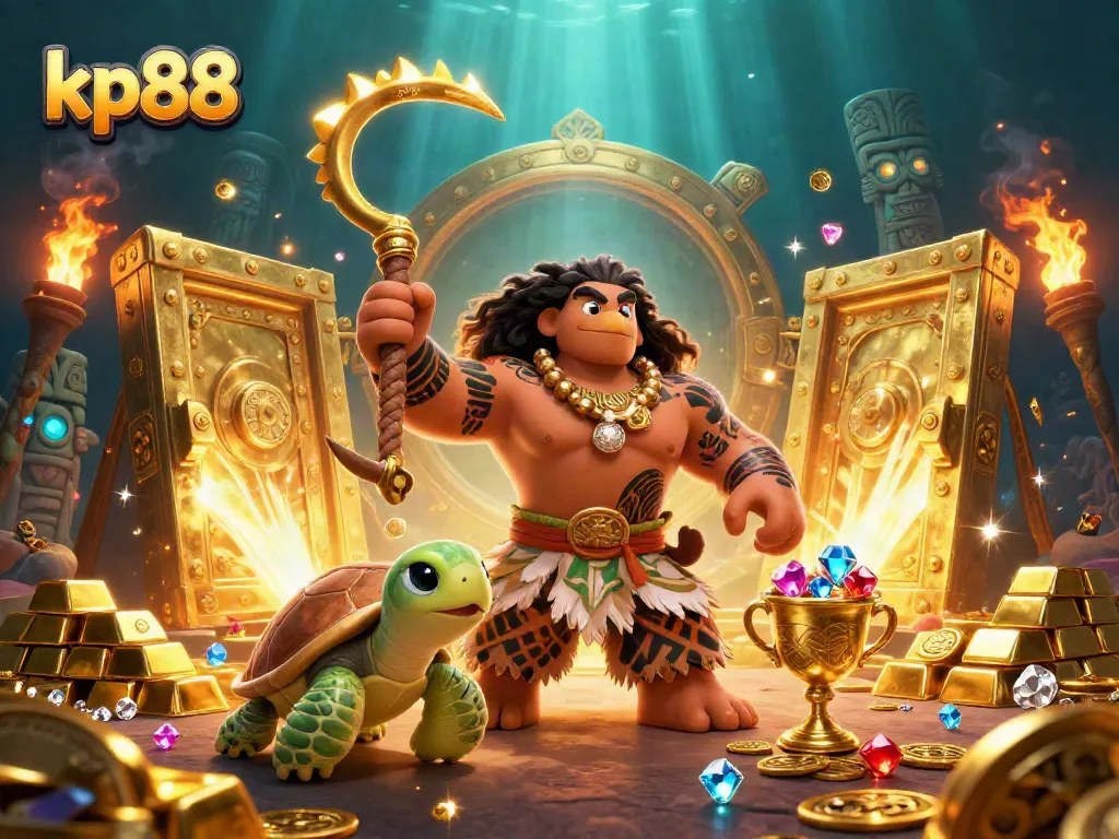 Spin and win with KP88's vibrant casino illustration showcasing exciting gaming elements.