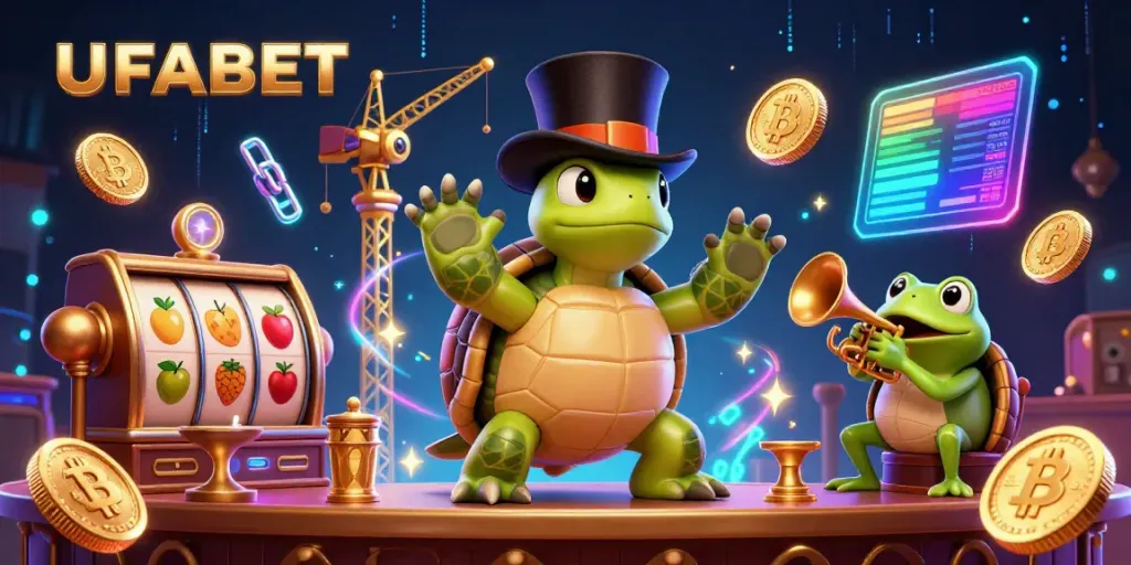 Experience thrilling games on UFABET with our vibrant, lively gaming scene featuring diverse casino elements.