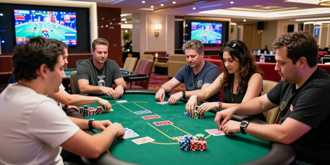 Experience the thrilling atmosphere of daftar DRAGON222 gaming with diverse players at a vibrant casino table.