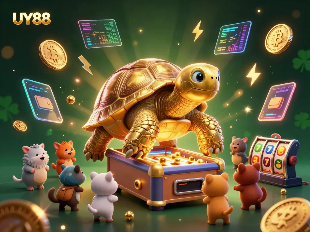 Experience exciting gaming adventures at UY88 with a vibrant cartoon casino scene.