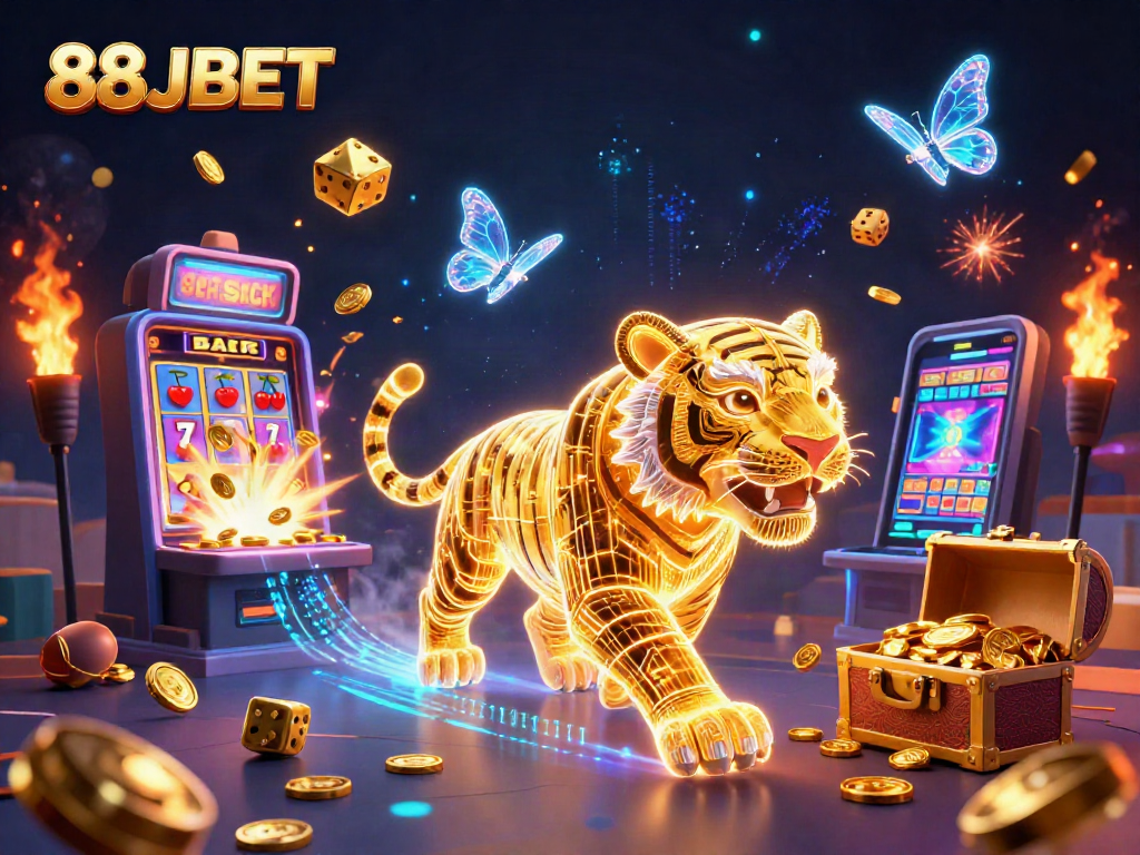 Engage with 88JBET in a mesmerizing casino atmosphere featuring vibrant characters and dynamic gaming elements.