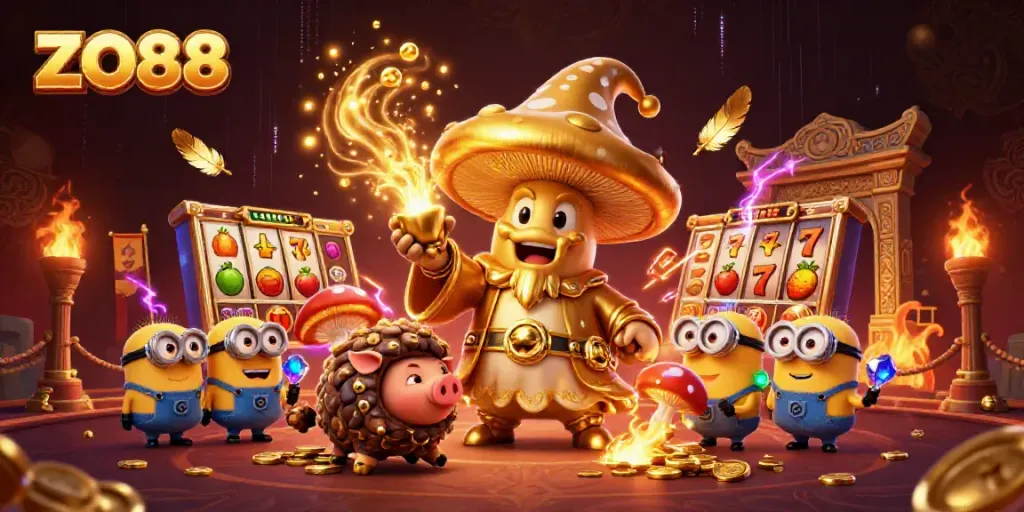 Begin your winning journey with ZO88 in a vibrant fantasy casino scene rich in magic and gold.