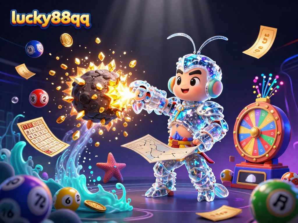Engage with exciting games at lucky88qq where vibrant lottery balls and glimmering gems create thrilling casino fun.