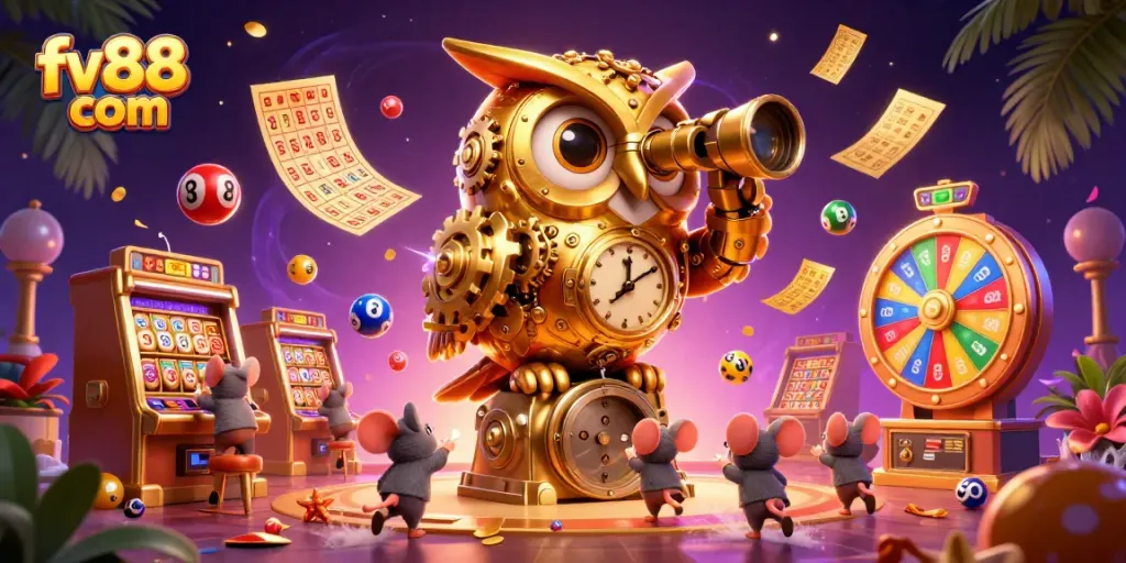 Join the excitement at fv88 com's vibrant casino scene featuring animated characters and dynamic games.