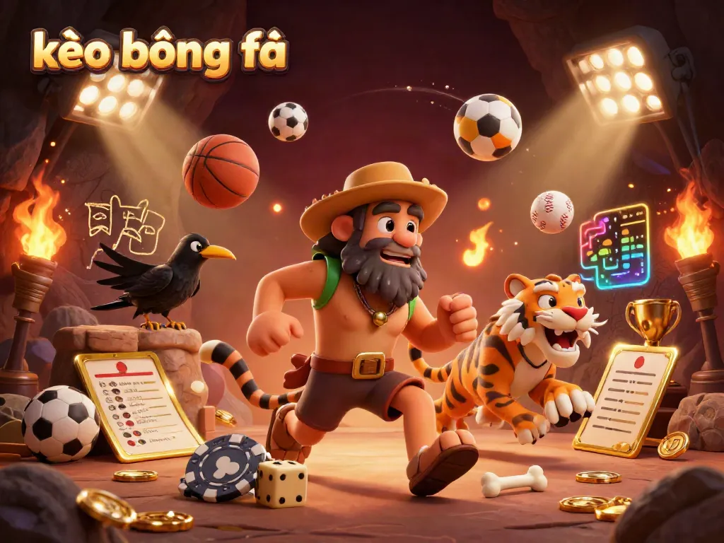 Experience the thrill of kèo bóng đá with animated sports betting actions amidst vibrant casino elements.
