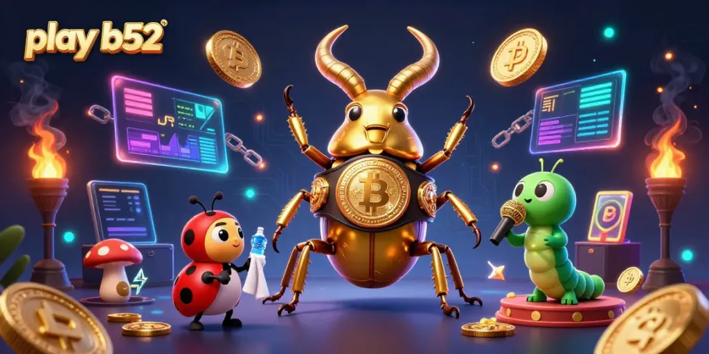 Play B52 with golden stag beetle champion in an engaging casino scene filled with vibrant money elements.