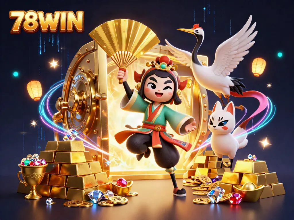 Experience thrilling gameplay at 78WIN with vibrant visuals and rich rewards in this dynamic casino scene.
