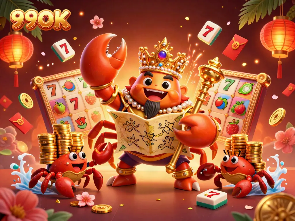 Engage with high-stakes fun at 99OK casino showcasing a golden crab emperor.