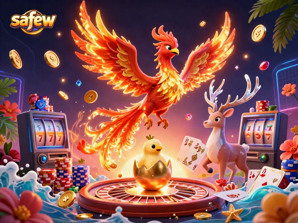 Engage in secure gaming environments with the safew platform featuring vibrant characters and rich casino elements.