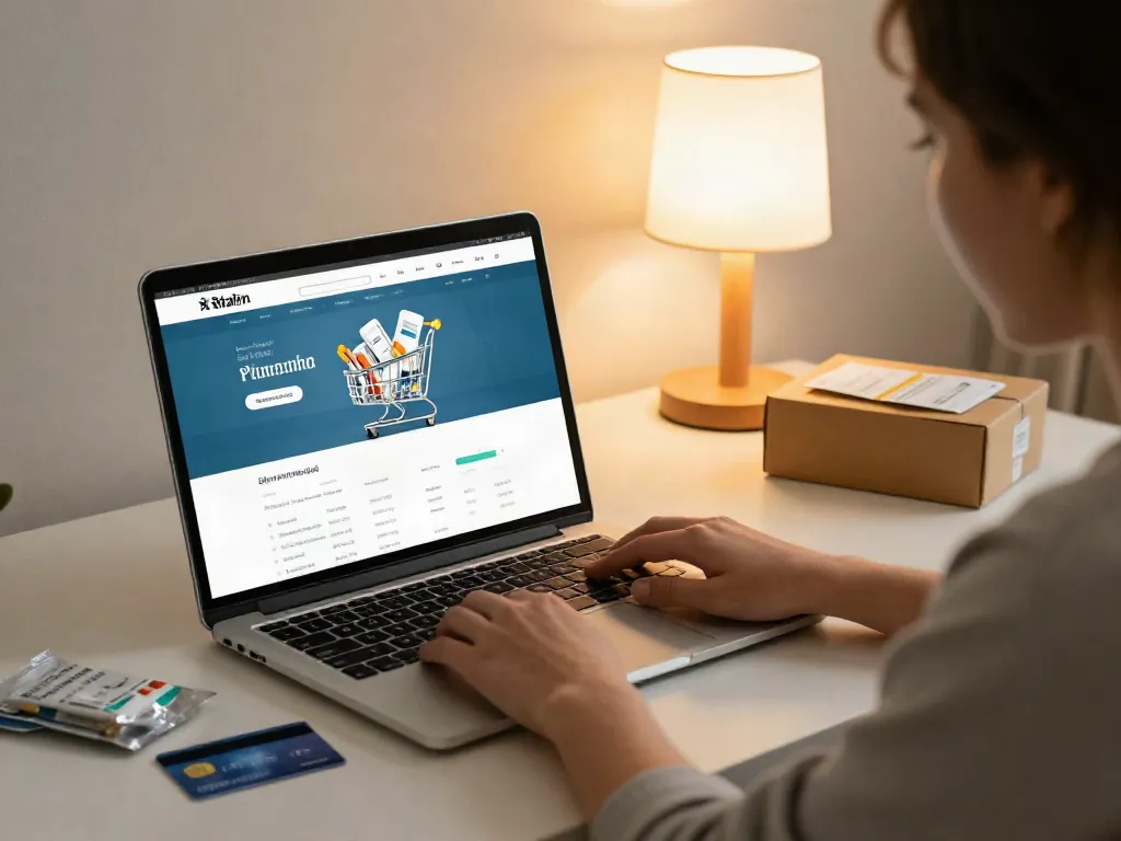 Buy Ritalin online in a secure digital marketplace, showing an online shopping experience with products and payment.