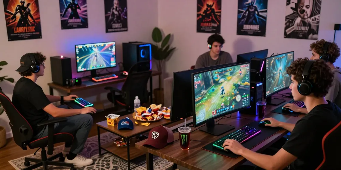 Friends gaming together in a cozy living room, showcasing daftar DRAGON222 gaming accessories and immersive atmosphere.