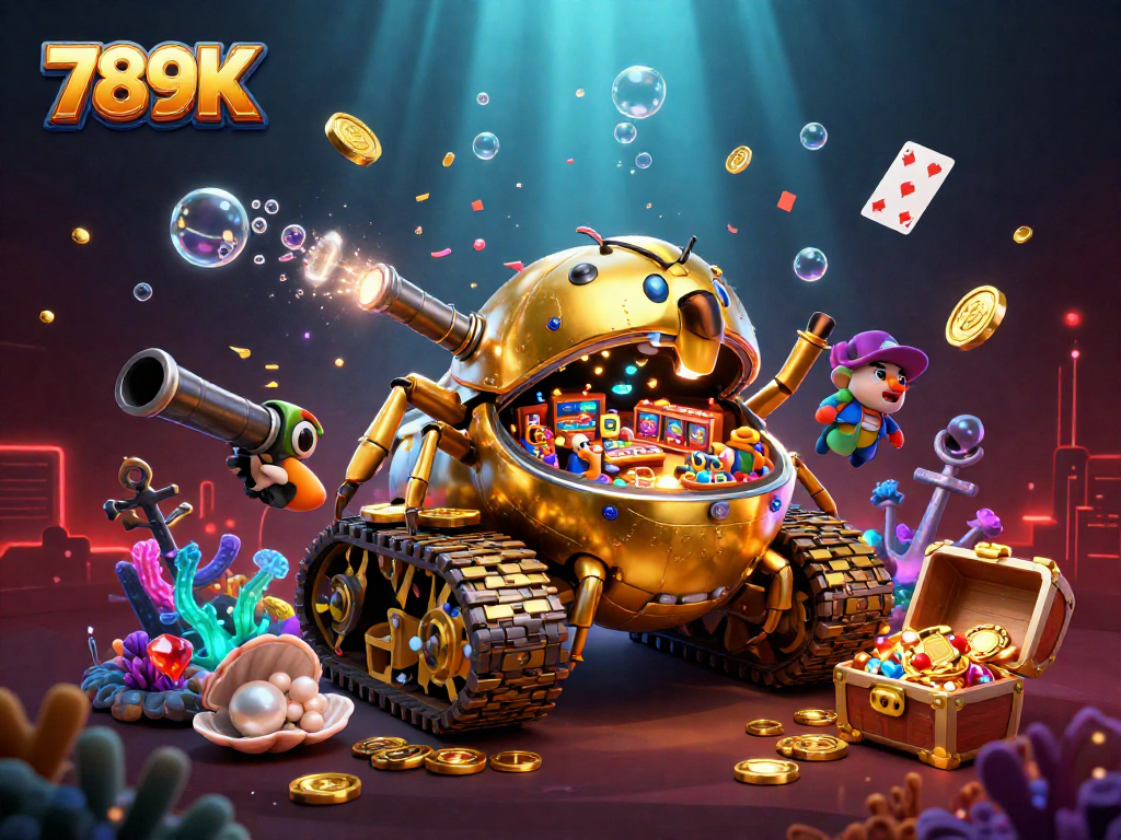 Experience thrilling games at 789K, featuring an intricate 3D casino scene with dynamic elements.
