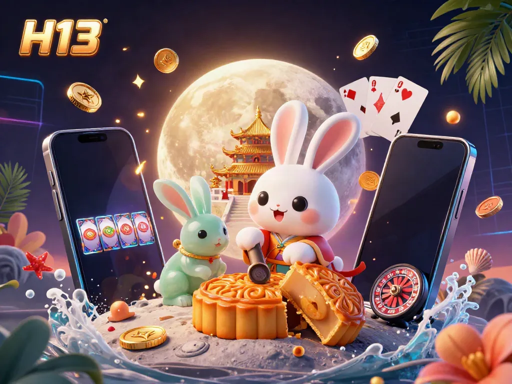 Experience the H13 moon rabbit’s casino adventure filled with poker chips and slot games.