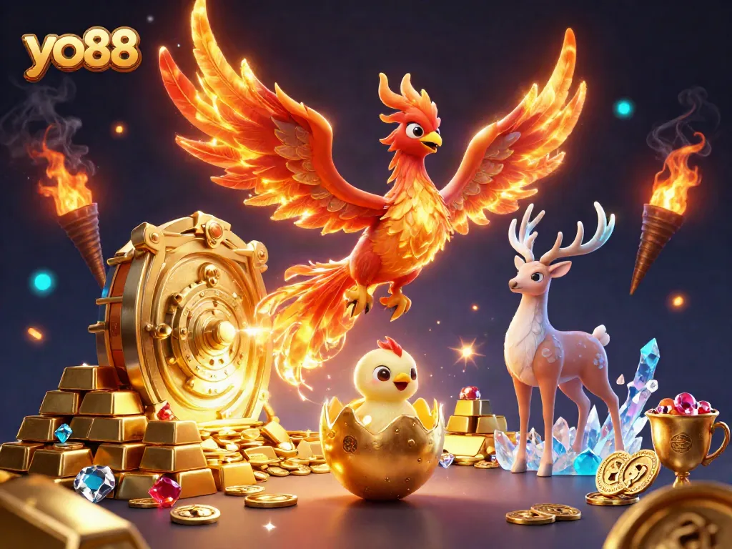 Engage with the vibrant world of yo88, where a mystical phoenix and treasures inspire your gaming journey.