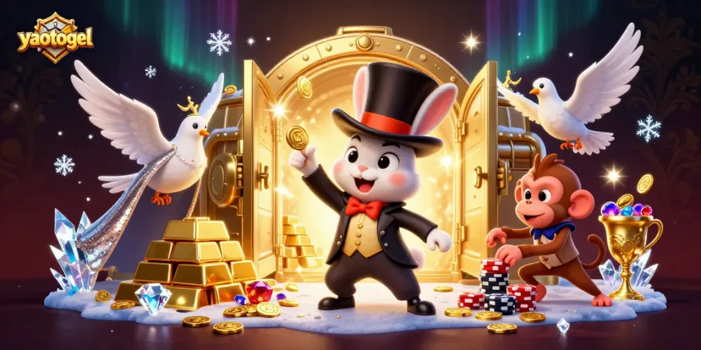 Experience the thrill of yaotogel with magical sparks and treasures in a vibrant casino scene.