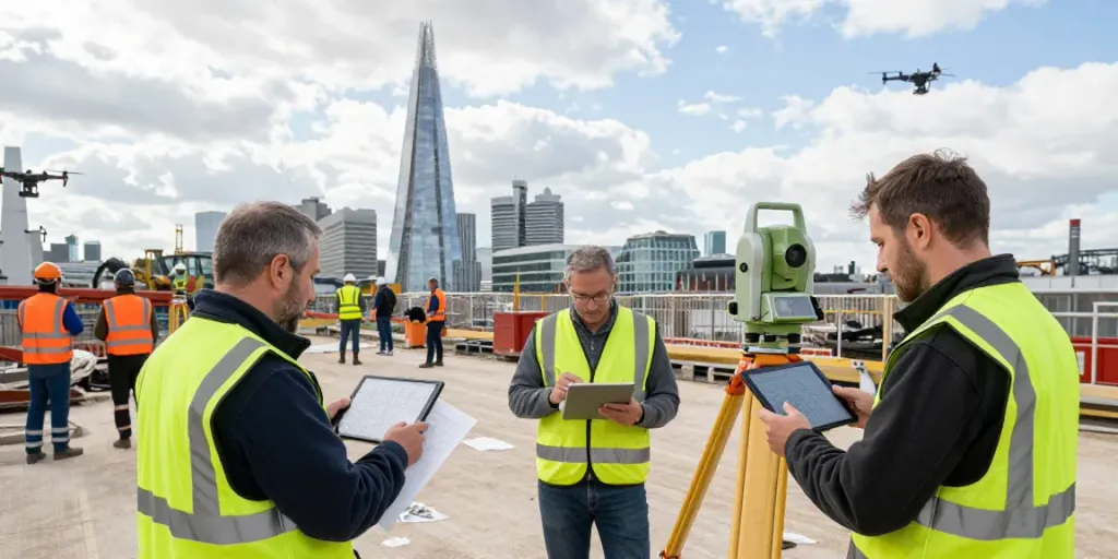 Topographical Surveyors London conducting a site survey in busy London