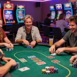 Exciting KO66 Casino gaming scene with players at a poker table.