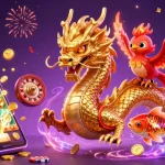 Experience thrilling entertainment at 98Win with a fierce dragon, phoenix, and koi celebrating with coins.
