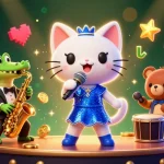 Experience the thrill of 1gom with a lively casino scene featuring vibrant characters and gaming elements.