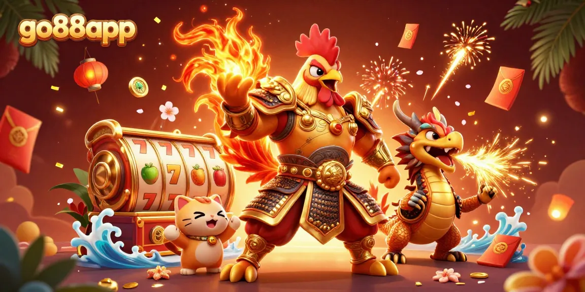 Experience exciting wins on go88app with vibrant game characters amidst rich casino elements.