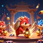 Join the action at uu88a with a vibrant scene of pangolins in a colorful casino showdown.