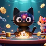 Engage with 98win casino excitement while a cosmic cat and nebula fox spin the table for crypto rewards.