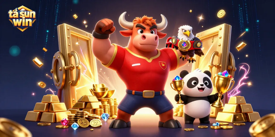 Win big with tải sun win in this vibrant 3D casino scene featuring dynamic characters and treasures.
