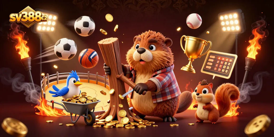 Experience sv388cr2 excitement with golden coins raining as the beaver chops the tree.