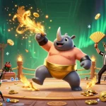Experience thrilling action at 98Win with a vibrantly illustrated scene featuring a beetle champion and golden coins.