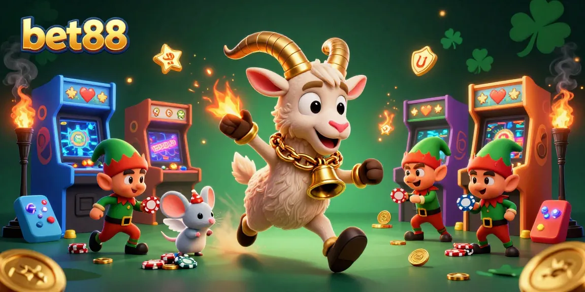 bet88 presents a lively casino scene with festive Krampus, angel mouse, and gremlins stealing chips.