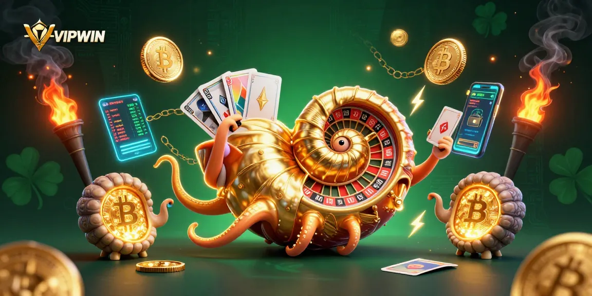 Engage with VIPWIN's thrilling casino experience amidst vibrant 3D illustrations.