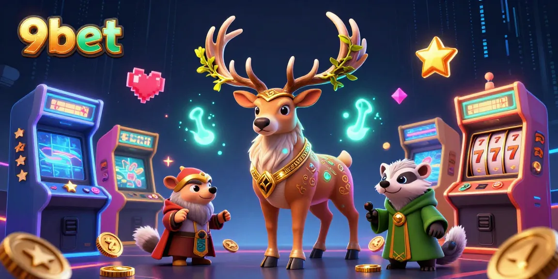 Engage with 9bet's vibrant casino experience featuring a druid stag and exciting game elements.