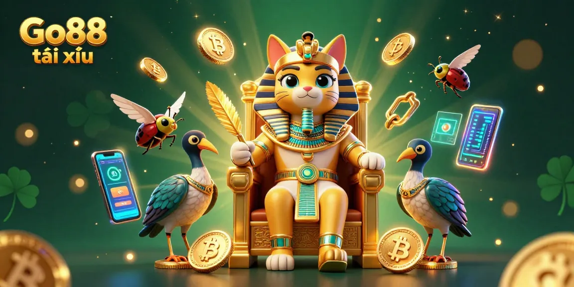 Engage in Go88 tài xỉu with illuminating 3D Egyptian casino art showcasing vibrant gaming elements.