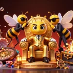 Experience Da88's immersive casino realm with a dynamic bumblebee mob boss and roulette action.