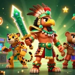 Engage in thrilling gameplay at tr88 com with vibrant scenes of Aztec warriors and dynamic casino elements.