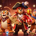 Experience the immersive gaming adventures at LC88 with vibrant 3D illustrations of a pirate bear captain and treasures.