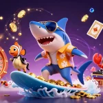 Experience exciting gameplay at 9haywin with vibrant casino characters amidst cascading coins.