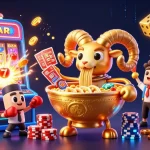 SUNWIN showcases a vibrant 3D casino world with lively characters dealing cards and winning coins.