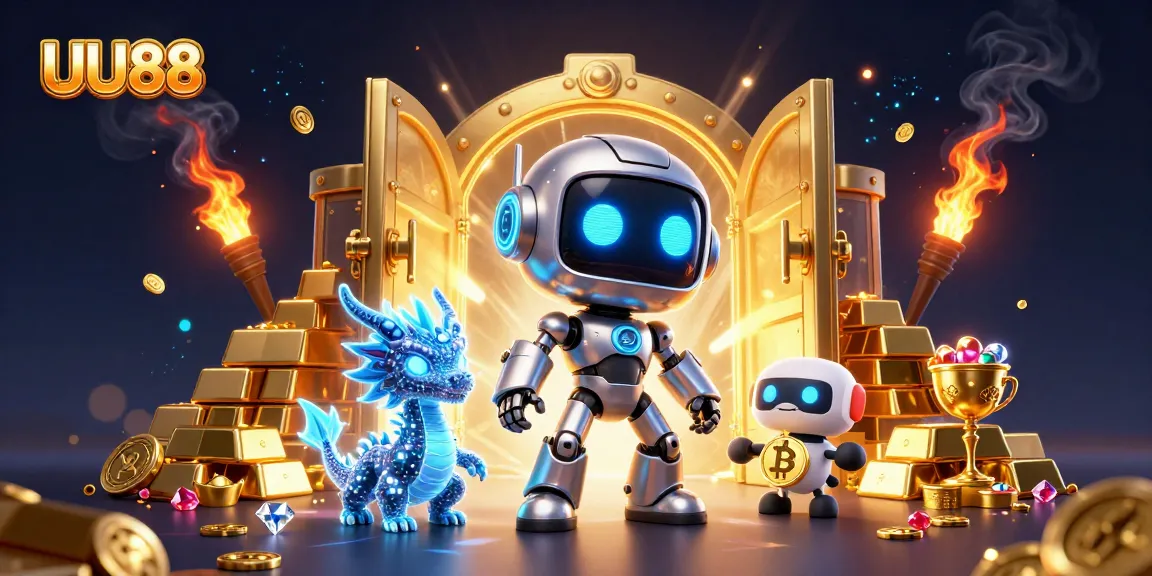 UU88 betters engage with a vibrant 3D casino scene filled with treasures, slots, and excitement