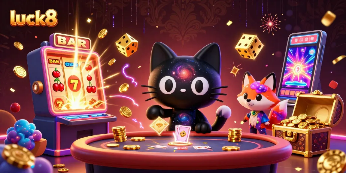 Play games at luck8 and hit jackpots with golden chips and dazzling casino elements.