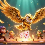 Engage in thrilling gameplay with KO66's cybernetic eagle soaring through dazzling cards.