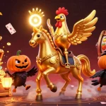 kk55 casino illustration featuring dynamic characters and vibrant game elements in an exciting scene.
